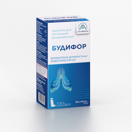 BUDIFOR [Formoterol fumarate + Budesonide] 6 + 400 mcg Dosed inhalation aerosol